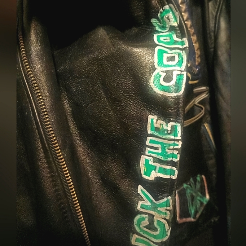 AUTH Punk Studded Leather Jacket worn by member of CA hardcore PUNK band - Picture 7 of 14